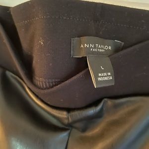 Anne Taylor Factory leather/mixed media pants L